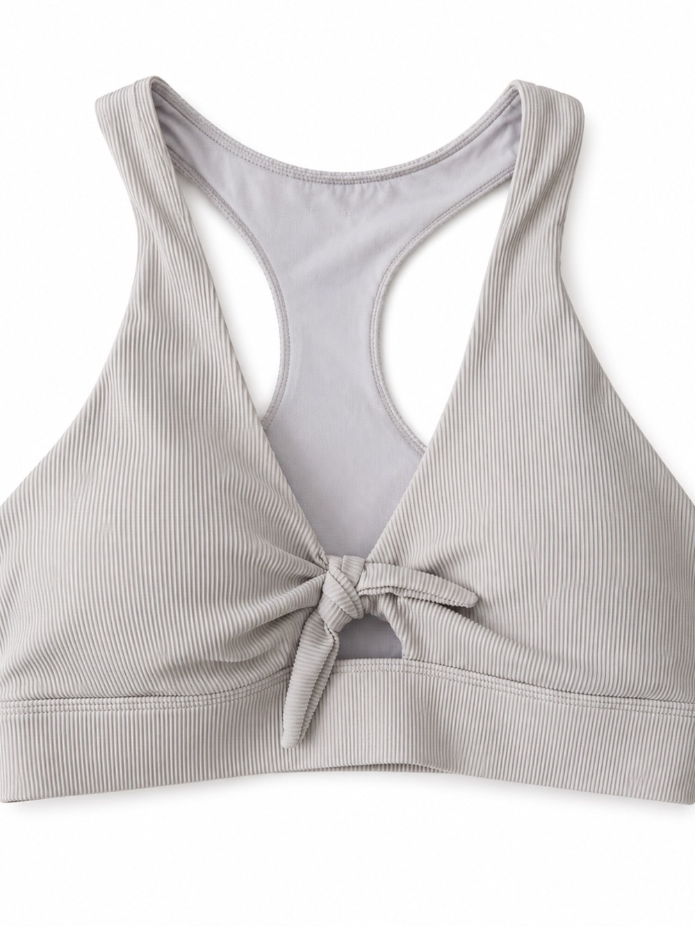 CALIA by Carrie Underwood Ribbed Tie-Front Racerback Bralette — Lavender